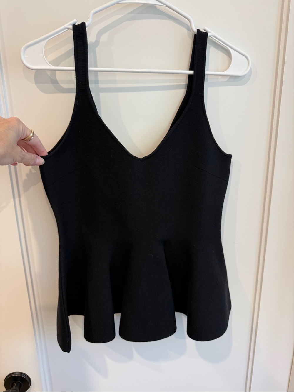 Zara Black V-Neck Peplum Tank Top
